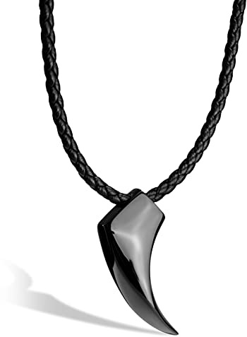 SERASAR Lederkette Herren Leder Halskette mit Anhänger - 50cm Schwarz Lederband Kette Schmuck Schachtel für Männer Echtleder Geschenk Leather Necklace Men Jewelry Band