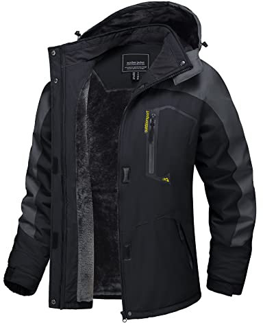 TACVASEN Damen Übergangsjacke Winter Hiking Softshelljacke Skijacke Verdickt Wasserabweisend Outdoorjacke Freizeit Sportjacke, Schwarz-grau, XXL