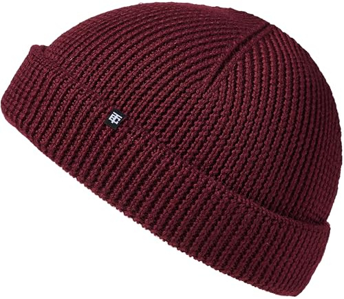 Enter the Complex® Fisherman Beanie 100% Merino Wool Trawler Hat Troyer Ribbed Knit Women Men, bordeaux, One Size