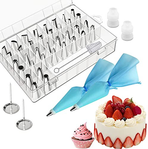 Set di 44 punte e sacchetti per decorare torte, 36 punte numerate per glassare con grafico per biscotti, cupcake e biscotti, con sacchetti riutilizzabili