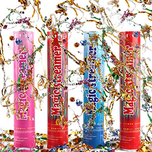 Coriandoli Cannoni, Hillylolly 4 Pezzi Tubi Coriandoli Carta, Coriandoli Cannone Matrimonio 28 cm, Sparacoriandoli Per Laurea, Tubo Spara Coriandoli Compleanno (Nastro)