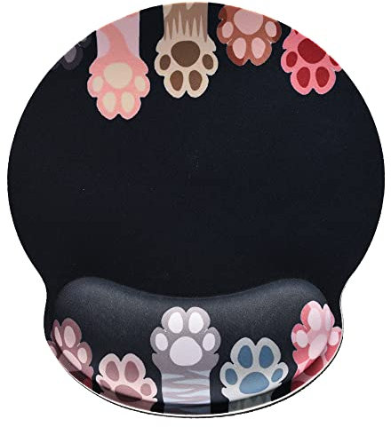 EFISH Tappetino per mouse con supporto in memory foam, tappetino per mouse ergonomico con base in gomma antiscivolo, tappetino per mouse con computer portatile, gioco e ufficio, zampa di gatto