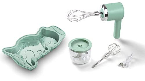 JATA HSET1234 Batidora Infantil sin cable y recargable del Chef Bosquet, 5 velocidades, Con picadora de 300 ml, Incluye molde de silicona antiadherente y accesorios, Para niños a partir de 4 años