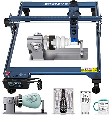 ATOMSTACK A10 PRO Laser Graviermaschine 50W, mit R1 Rotary Roller, 10 W Ausgangsleistung Laserschneider, Offline-Gravur & Touch-Steuerung, Dual Compressed Spot für Holz, Metall,Acryl,Leder,11000mm/min