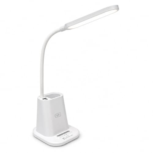 TECHMADE LED-Schreibtischlampe, Touch Control, kabellos, wiederaufladbar, 3 Lichtfarben | für Kinderzimmer, Büro, Studio, USB-Anschluss flexibel und verstellbar