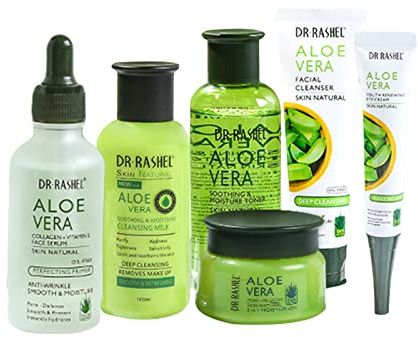 JasCherry 6-teiliges Gesichtsserum mit Aloe Vera Fortschrittliches Hautpflegeset - Festigen und Feuchtigkeit Spenden - Repariert und Hellt die Haut Auf, Reduziert Feine Linien und Falten