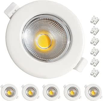 Wondlumi 6er LED Einbaustrahler 230V Dimmbar 7W 4000K COB Weiß Ø65-88mm | LED Spots Neutralweiß 600lm IP44 60° Abstrahlwinkel Rund Deckenspots Einbauleuchten für Küche Wohnzimmer Schlafzimmer Bad