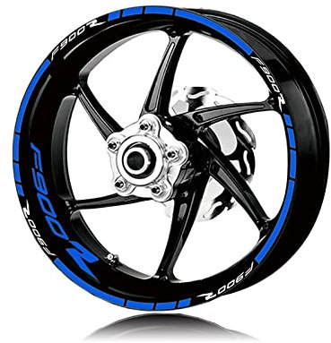 Motorradreifen Wasserdichter Rad-Logo-Aufkleber Für B&M&W F900R F900r F 900r Felge Persönlichkeit Reflektierender Streifenanzug Zubehör (Color : Reflective Blue)