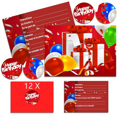 OSOFREE 12x Einladungskarten Kindergeburtstag Mädchen mit Umschlag Deutsch, Kindergeburtstags Party Einladungen, Cartoon Geburtstag Einladungskarten Set für Themed Party (A6) (3p)