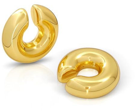 ALEXCRAFT Ear Cuff Gold Ohrringe Creolen Damen 14K Goldener Ohrringe Geschenk für Frauen Freundin Mama Mädchen