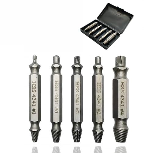 Okaywork Set 5 Estrattori per viti e bulloni danneggiati professionali estrattore viti danneggiate a doppia punta in fai da te attrezzi in offerta maschio per filettare filettatrice manuale estrattore