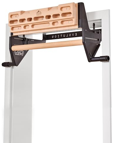 Clevo Bundle Handboard Door - Hangboard für Kletten und Bouldern - Climbing Trainingsboard Hangboard Klettern Aufhängung für Türe inkl Klimmzugstange