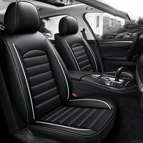 Tesla Car Seat Covers - 5 Seats Full Set for Model 3/3Y/S/X (2000-2023, 2024) - Leather, Waterproof, Breathable Seat Protectors - D/Black and White