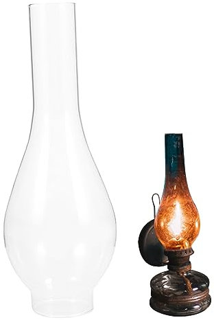 Öllampenschornstein 2 Zoll Basis mal 9,7 Zoll hohe Öllampe Globe klares Glas Wärme resistenter Öllampteile Reponcy Öllaterne für Öl und Kerosinstil Lampen, Lampenschirme