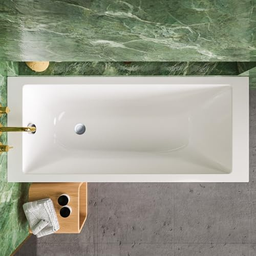 ECOLAM Badewanne TAMI 170x70 cm Einbauwanne Wanne Acrylwanne Rechteck | im Set Ablauf Füße Silikon direkt vom Hersteller Top Qualität echtes Sanitäracryl modern