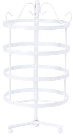 Holibanna Soporte Giratorio Para Pendientes Redondo Blanco Expositor De Joyas De Metal De 4 Niveles Con 144 Agujeros Organizador De Pendientes Tamaño m 12.20 X 5.90 X 5.90 Pulg Para Hogar Y Tiendas