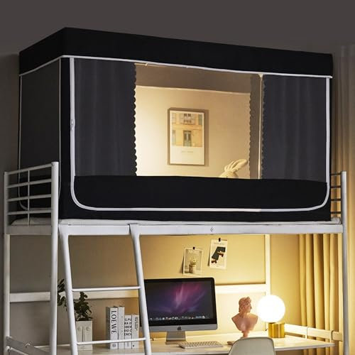 Doppelbett Baldachin Zelt für Etagenbett mit 3 Türen, 70% Verdunkelung, atmungsaktiv, Sichtschutz für Kinderzimmer