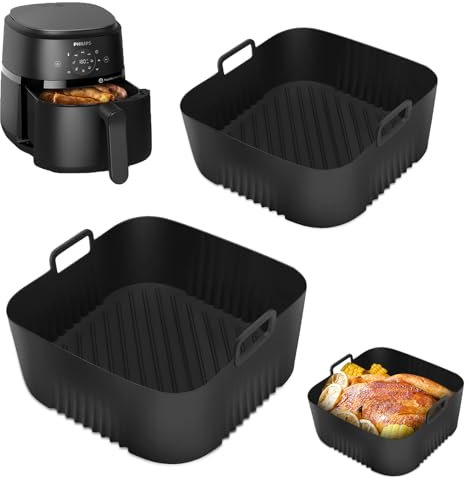 2 Pezzi Teglia Per Friggitrice ad Aria Applicabile a Friggitrice ad Aria Philips 4,1L (HD9252, HD9200, HD9255, NA229) Teglia Silicone Friggitrices ad Arias Riutilizzabile Sostituisce La Carta da Forno