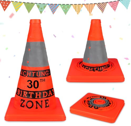 Giftota Original 30 Geburtstag Geschenk, Sicherheitskegel 30 Geburtstag Männer, BIRTHDAY ZONE Lustige Party Dekoration, Geburtstagsgeschenk 30 Mann Partyzubehö, für Frauen Männer Papa