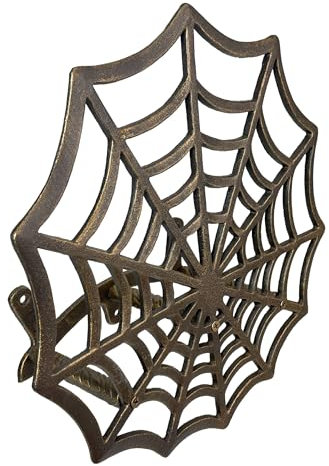 XL Cast Iron Spider Web Hose Holder, Bronze Finish, Heavy-Duty Wall Mounted Garden Hose Hanger, Weather Resistant Decorative Outdoor Hose Storage, Easy Install, Patio Decor, 13.75 Inch Diameter