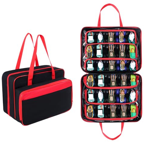 ZUIKAKU Carrying Case for 40 Monster Jam Trucks, Kids Toy Truck Storage Compatible with 40 Monster Jam Trucks, Holding for 1:64 Scale Monster Jam Trucks (Red)