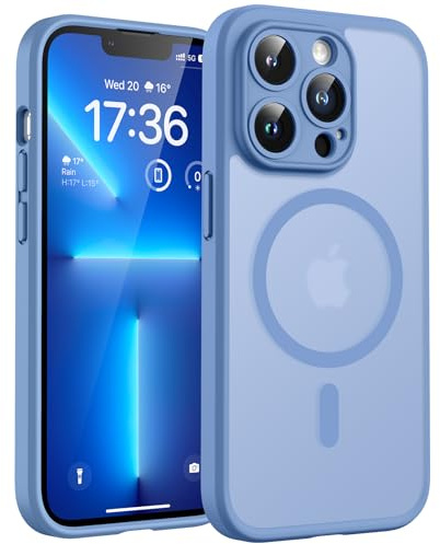 TOCOL for iPhone 13 Pro Max Case, Compatible with MagSafe, Light Blue | Full Camera Protection, Built-in Magnets, 15FT Military-Grade Shockproof Thin Slim Translucent Matte Phone Cover