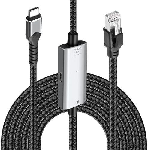 MEIRIYFA USB Type C to Ethernet Adapter Cable, Type-C to RJ45 Cord with USB-C Female 100W PD Fast Charging, Gigabit 1000Mbps LAN Network Internet and Charging 2 in 1 for Laptop, PC, Phones (2M)