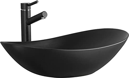 Lavabo de salle de bain, plan de travail ovale en céramique moderne, vasque à poser pour salle de bain, vasque de salle de bain en céramique, pour rénovation de salle de bain, noir et blanc,