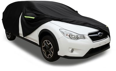 Universelle Autoabdeckung 480*190*190 cm – Reißverschlüsse auf der Fahrer und Beifahrerseite – Winddicht, Schneesicher, Staubdicht, Kratzfest, UV-Schutz – Ganzjahres-Vollgarage für die meisten SUVs
