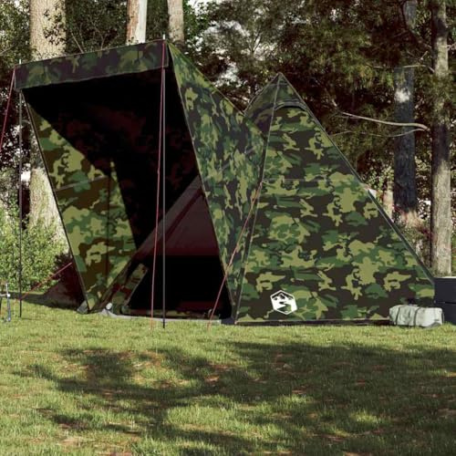 INLIFE Tipi-Familienzelt 6 Personen Tarnmuster Wasserdicht,Sportartikel,Outdoor-Aktivitäten,Camping & Wandern,Zelte,Grün,8 KG,4009444