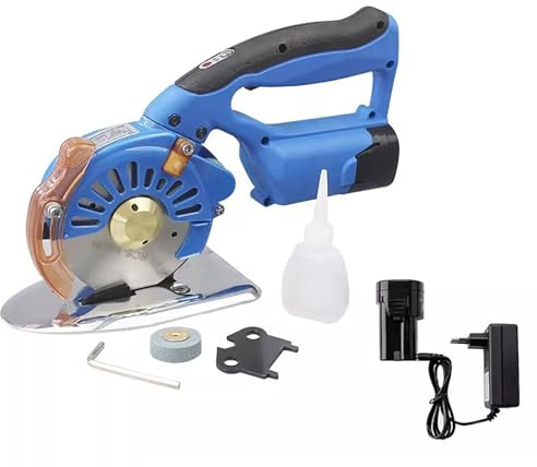 Ciseaux Electrique Tissu Couture, 3 Modèles, Cutter Rotatif Couture avec Batterie 2500 mAh, éPaisseur de Coupe de 0 à 4 cm pour Tissu, Carton, Cuir, Usage Industriel(B)