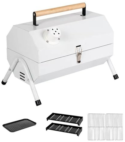 Mini barbecue portatile a carbone in acciaio inossidabile brasatura forno barbecue con copertura campeggio esterno griglia a legna integrata picnic barbecue stufa facile da trasportare accessori per