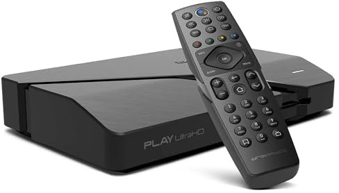 Dreambox Play UHD Android TV Box Schwarz | 4K HDR Media OTT-Player mit AV1, HDMI 2.1, Bluetooth 5.1, Dual-WiFi, Android 11 | Kompakt & leistungsstark – inkl. RC20 Remote und HTS e-com HDMI