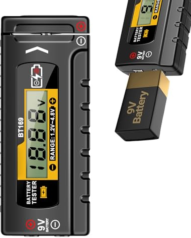 Comprobador de Baterías Pequeñas - Analizador Eléctrico Comprobador De Pilas - Monitor Digital Eléctrico Para Pilas Domésticas AA AAA C D 9V De Botón - Probador para Hogar y Oficina de Bat