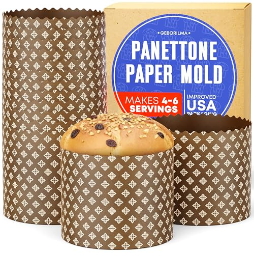 Durable Panettone Paper Mold Large - 20 oz Disposable Panettone Pan for Cake and Bread - 5 in Panettone Molds for Baking 550 g - Easter Bread Paper Mold Paska 12 pack