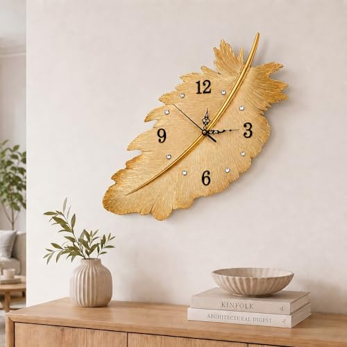 Blissio Wanduhr Groß,Wanduhr Wohnzimmer,3D Federn Design Wand Uhr,Geräuschlos – Kein Ticken,für Sofa Hintergrundwand,Schlafzimmer,Foyer,Arbeitszimmer Wanduhren