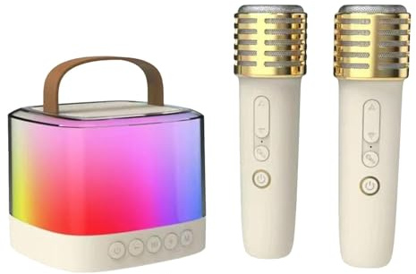 Studio Micro Karaoke Enfant,Enceinte Karaokes Micro sans Fil,Micros Karaoke avec Éclairage LED Amusant et Haut Parleur Intégrés, Parfait pour Les Chanteurs