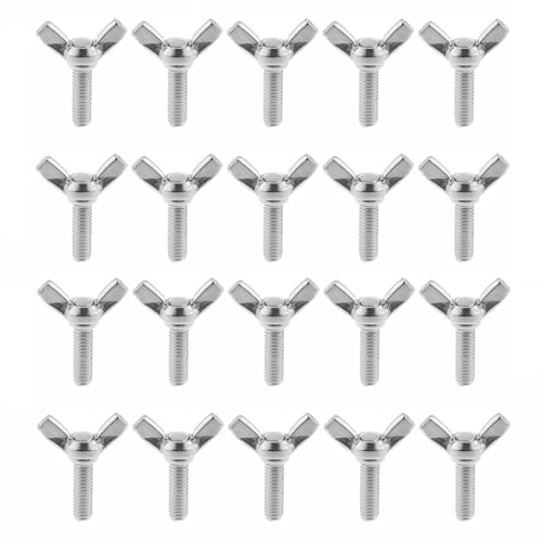 Lot de 20 vis à ailettes M6 x 40 mm en acier inoxydable A2 (V2A), vis papillon inoxydables, pour imprimante 3D, nivellement de lit, vis de fixation manuelles pour appareil photo, batterie et meubles