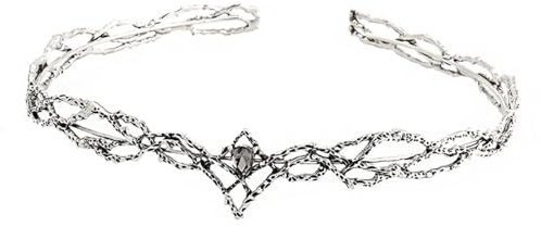 HYFEUOKF Tiara de corona de elfos for mujer, diadema de circonita con forma de gota de agua, accesorios for el cabello de novia, regalos, joyería, tocados de boda(Silver Black)
