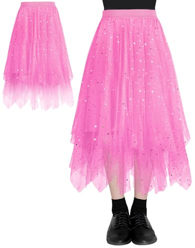 AUYAO Falda Tul Lentejuelas, Terciopelo Vintage, Rojo Rosa | Falda Plisada Terciopelo, Elegante Vintage, Ballet Prom, Fiesta