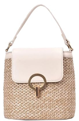 Stroh Handtasche Damen Basttasche Böhmische Strandtasche Korbtasche Damen Boho Tasche Kleine Strand Stroh Umhängetasche Sommer Handgewebt Geflochtene Tasche für Reisen Strand Urlaub