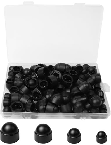 RoyalChic 108 Stk Abdeckkappen Schutzkappen Muttern Schrauben M6 M8 M10 M12 | Sechskant aus Kunststoff Schwarz Set für Innen Außen wetterfest rostschützend dekorativ einfache Montage