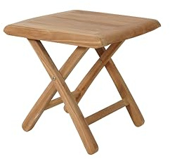vivoom Klappbarer Teakholz Fußhocker aus massivem Holz – Wetterfest & platzsparend – Gartenhocker/Fußablage/Beistelltisch für Balkon, Terrasse & Garten – ca. 43 x 40 cm