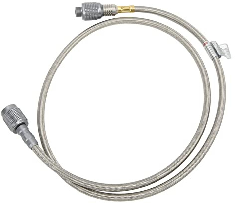 Akozon Manguera Adaptadora de Acero Inoxidable Tubo de Extensión de Estufa de Gas de Alta Presión de 107 Cm con Válvula Lindal EN417 para Acampar Al Aire Seguro Flexible Durable