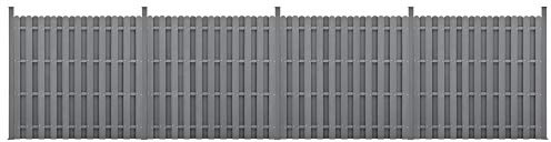 neu.holz WPC Gartenzaun Gerade Ausführung mit Pfosten 185x747cm Grau Sichtschutz Windschutz Lamellenzaun Zaun