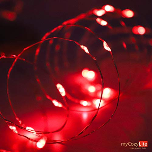 Kupferdraht LED Lichterkette, 50er Rot Micro LED Licht, Batteriebetrieben, mit Mehreren Modi, für Innen und Außen