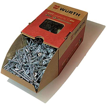 Würth ASSY 4 CSMP Spanplattenschraube 4x45mm, 500St/Pack Stahl verzinkt, blau passiviert, Teilgewinde, Senkfrästaschenkopf - RW 20 Neue Generation