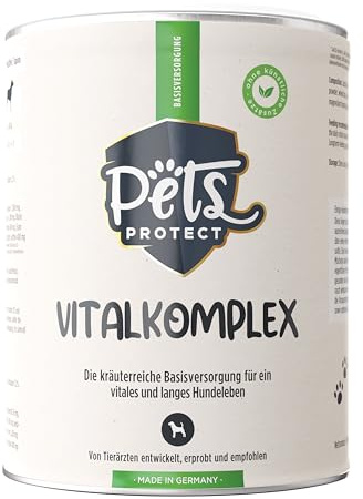 VITALKOMPLEX | All-In-One Futteraufwertung für Hunde | Futterzusatz aus Superfoods, Kräutern & Vitalstoffen | Liefert Vitamine, Mineralien, Proteine, Omega-3 | 500g Pulver | Deutsche Herstellung | Aus Superfoods Kräutern & Vitalstoffen - Liefert Vitamine Mineralien Proteine & Omega-3 - Pulver - Deutsche Herstellung