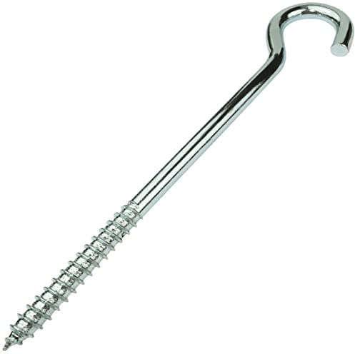 AERZETIX C57997 Satz von 5 Schraubhaken gebogen zum einschrauben Ø8x120 mm in form C offener haken mit selbstschneidend schraube aus verzinktem stahl farbe silber