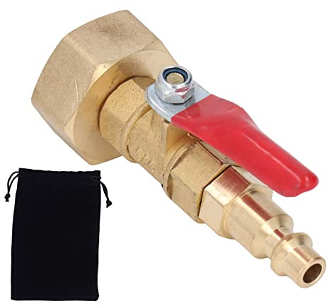 Aramox Winterfester Schnell Adapter, Überwinterbarer Ausblasadapter, 1/4-Zoll-Schnellkupplung, 3/4-Zoll-GHT-Außengewinde, Gartenbewässerungsgelenke für Wohnmobilyachten(Weiblich)
